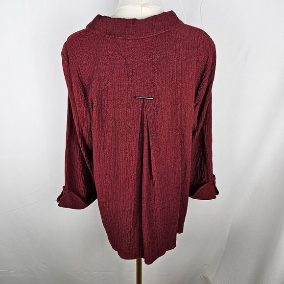 Habitat Clothes To Live In Tunic Top Size Large Red Textured Detail Button Boho - Picture 5 of 11